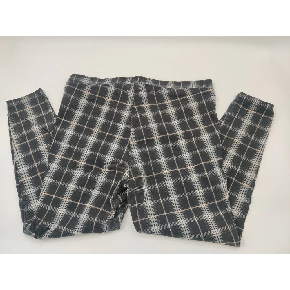 Rue+ Womens 3X Black White Plaid Exposed Zipper High Rise Leggings Ankle Pants